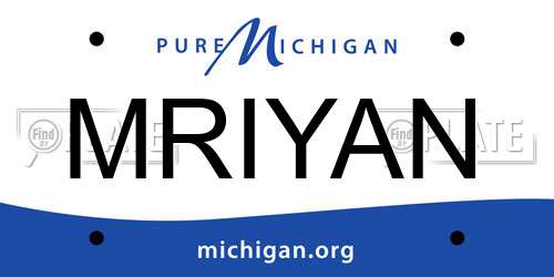 MRIYAN Michigan License Plate