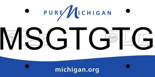 MSGTGTG Michigan License Plate