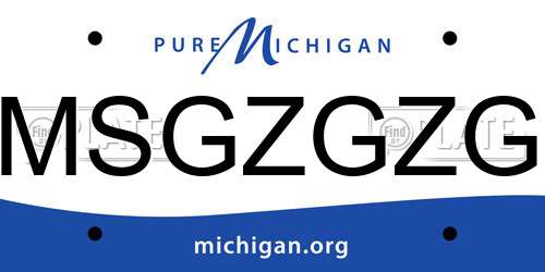 MSGZGZG Michigan License Plate
