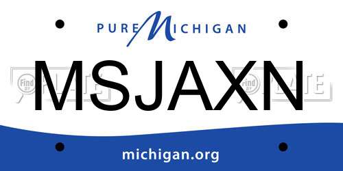 MSJAXN Michigan License Plate