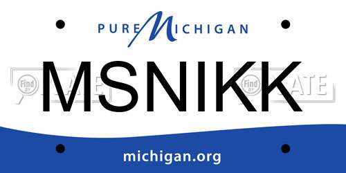 MSNIKK Michigan License Plate