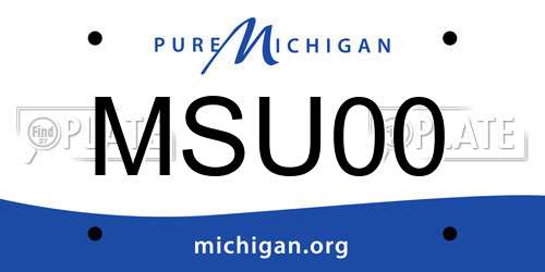MSU00 Michigan License Plate