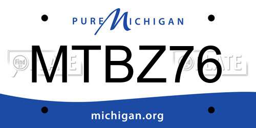 MTBZ76 Michigan License Plate