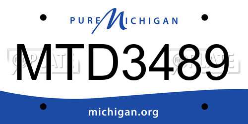 MTD3489 Michigan License Plate