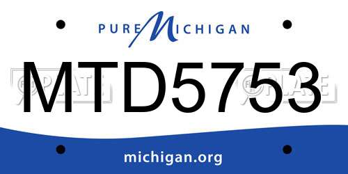 MTD5753 Michigan License Plate