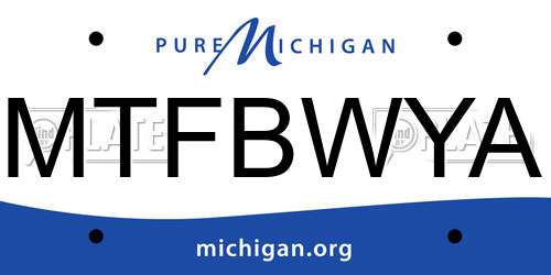 MTFBWYA Michigan License Plate