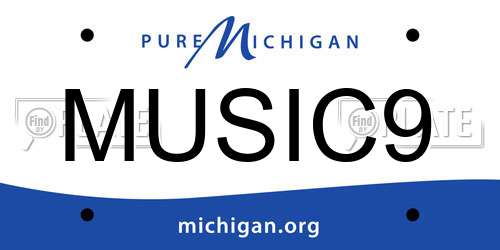 MUSIC9 Michigan License Plate