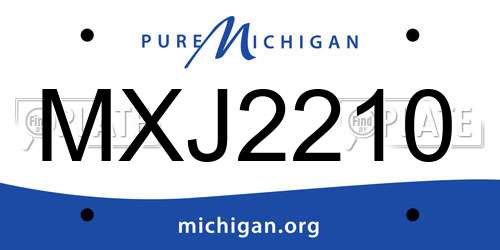 MXJ2210 Michigan License Plate
