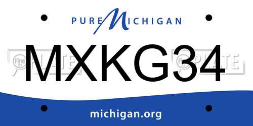 MXKG34 Michigan License Plate