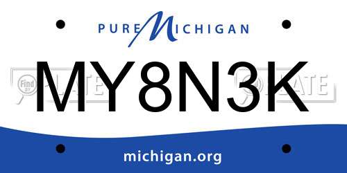 MY8N3K Michigan License Plate