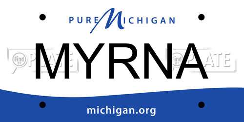 MYRNA Michigan License Plate