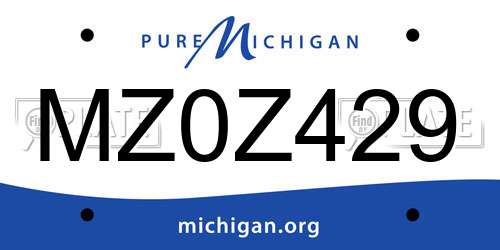 MZ0Z429 Michigan License Plate