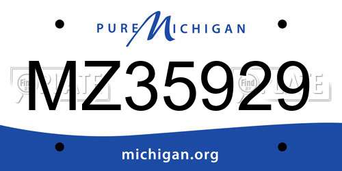 MZ35929 Michigan License Plate