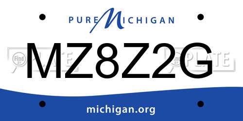 MZ8Z2G Michigan License Plate