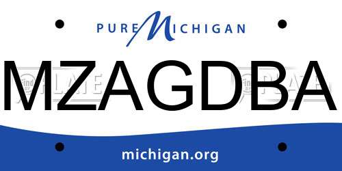 MZAGDBA Michigan License Plate