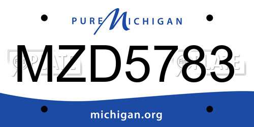 MZD5783 Michigan License Plate