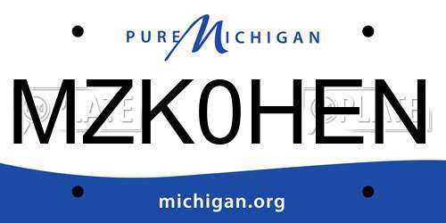 MZK0HEN Michigan License Plate