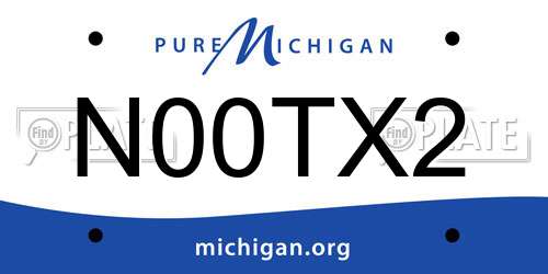 N00TX2 Michigan License Plate