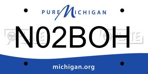 N02BOH Michigan License Plate
