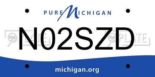 N02SZD Michigan License Plate