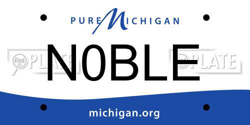N0BLE Michigan License Plate