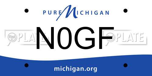 N0GF Michigan License Plate