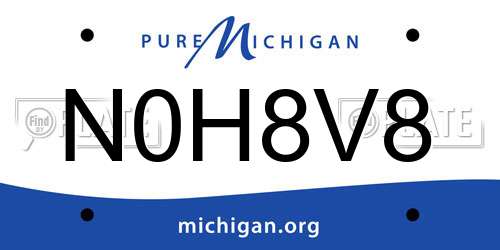 N0H8V8 Michigan License Plate