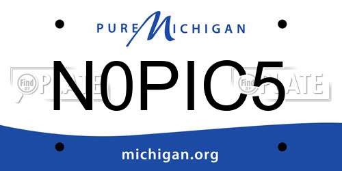 N0PIC5 Michigan License Plate