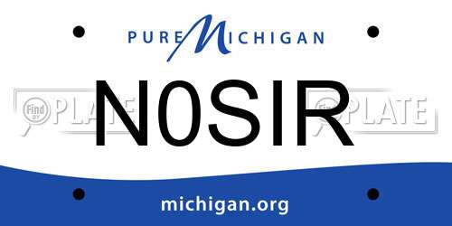 N0SIR Michigan License Plate