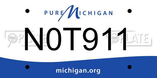 N0T911 Michigan License Plate