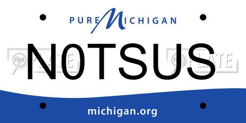 N0TSUS Michigan License Plate