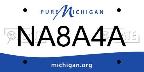 NA8A4A Michigan License Plate