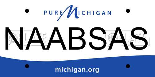 NAABSAS Michigan License Plate