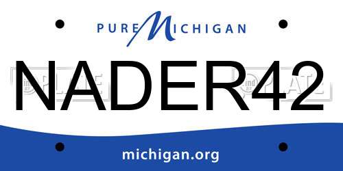 NADER42 Michigan License Plate