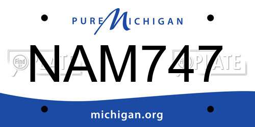 NAM747 Michigan License Plate