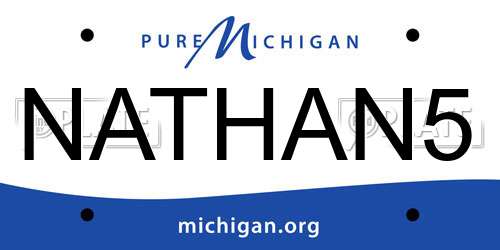 NATHAN5 Michigan License Plate