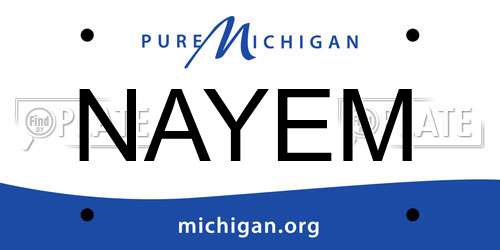 NAYEM Michigan License Plate