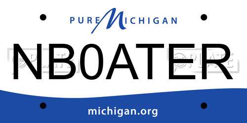 NB0ATER Michigan License Plate