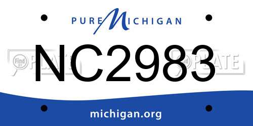 NC2983 Michigan License Plate