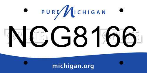 NCG8166 Michigan License Plate