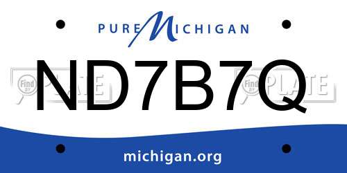 ND7B7Q Michigan License Plate