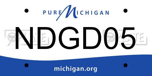 NDGD05 Michigan License Plate