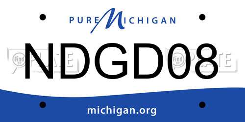 NDGD08 Michigan License Plate