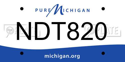 NDT820 Michigan License Plate
