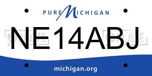 NE14ABJ Michigan License Plate