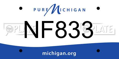 NF833 Michigan License Plate
