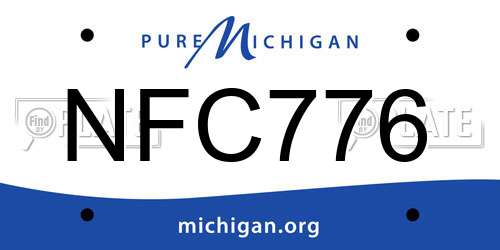 NFC776 Michigan License Plate