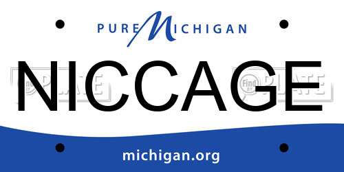 NICCAGE Michigan License Plate