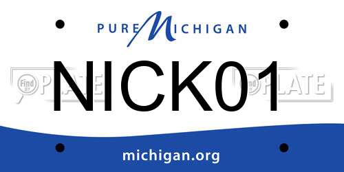 NICK01 Michigan License Plate