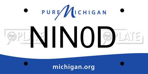 NIN0D Michigan License Plate